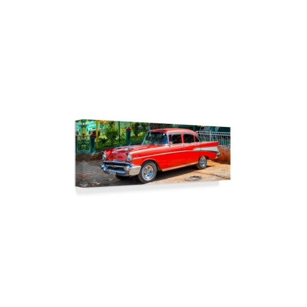 Philippe Hugonnard 'Red Classic Car In Vinales' Canvas Art,6x19